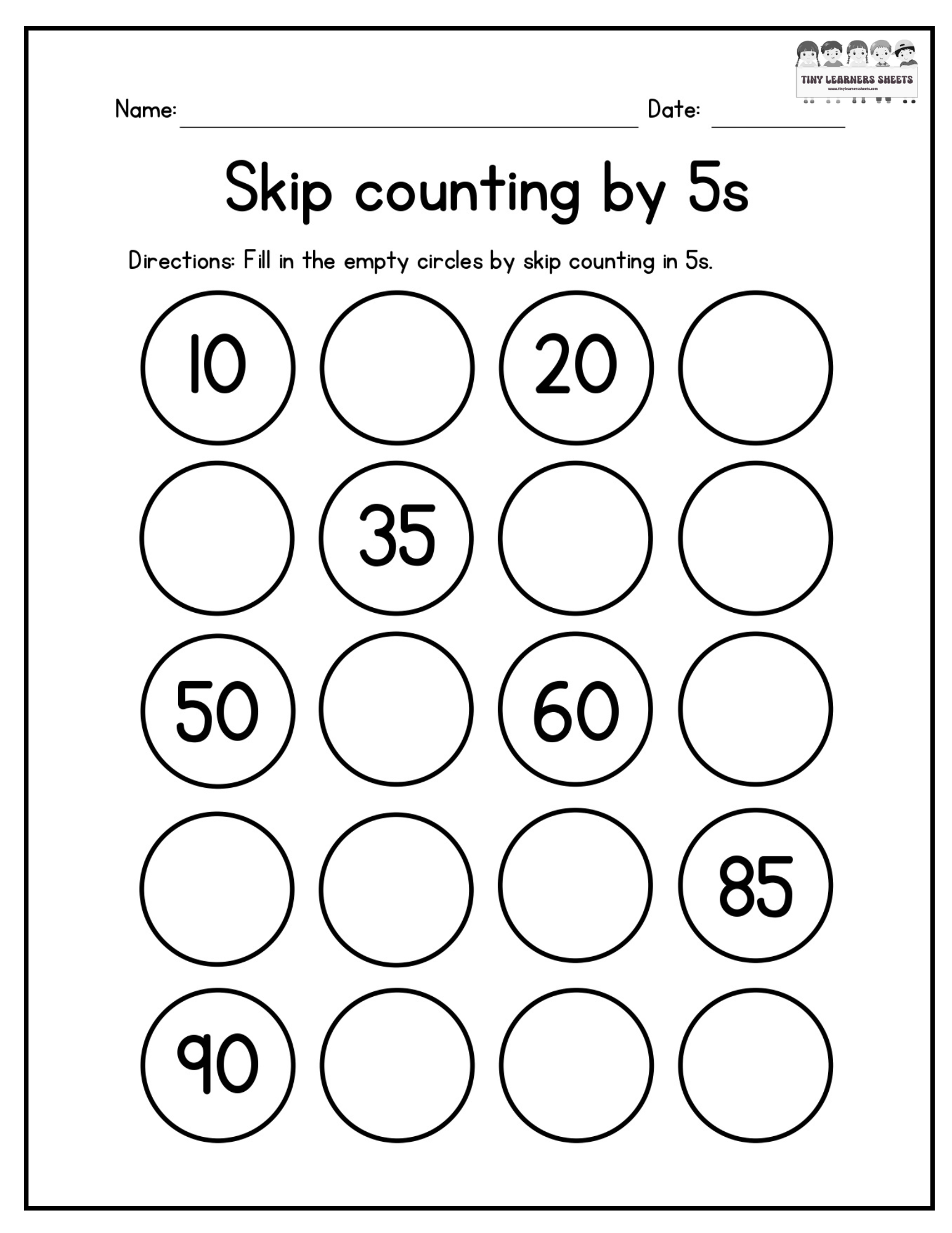 Skip Counting By 5 Worksheet